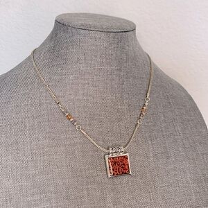 Premier Designs Amber Glass and Beaded Necklace